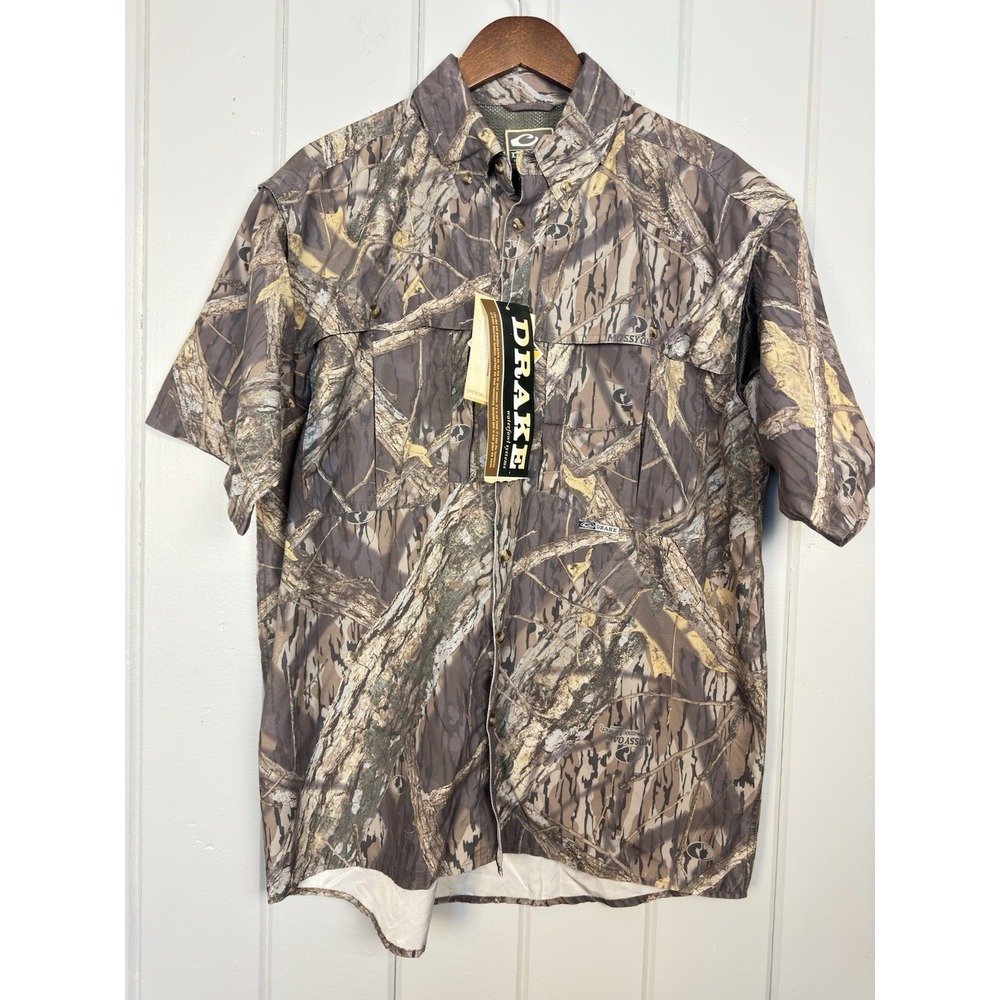 Drake Waterfowl Vented Wingshooter Short Sleeve Shirt Men's M Mossy Oak Camo NEW